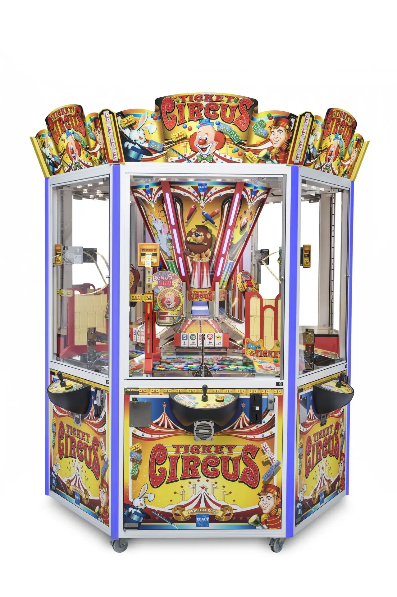 Elaut Coin Pusher Automat Ticket Zirkus 3 Player